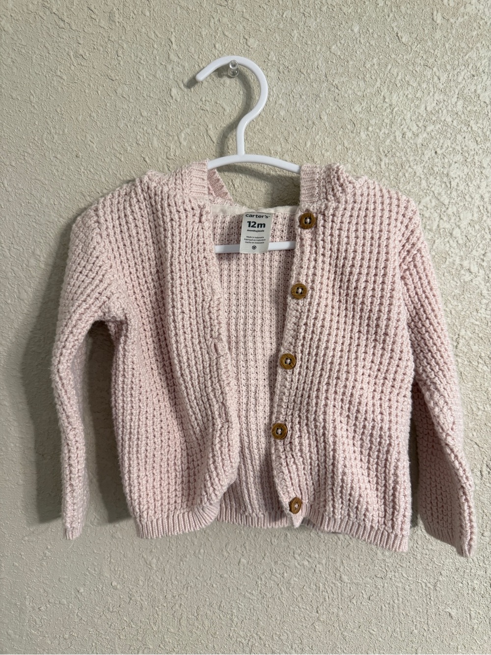 Carter's Light Pink Knit Button-Front Cardigan